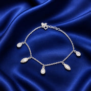Celestia Drops Silver Bracelet – Elegant Teardrop Zircon Charm Bracelet (JRG431)