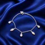 Celestia Drops Silver Bracelet – Elegant Teardrop Zircon Charm Bracelet (JRG431)