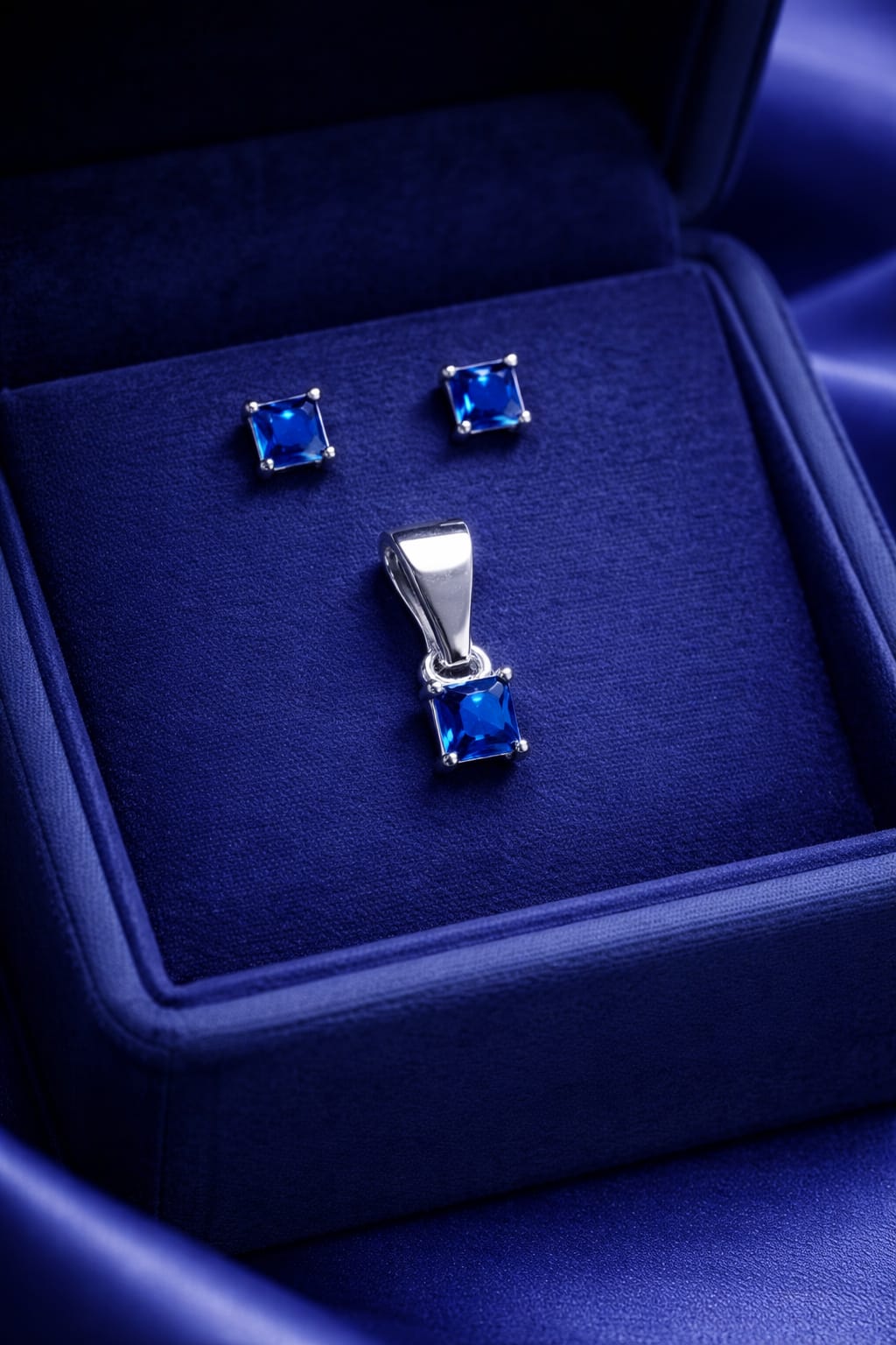 BlueAura Sapphire Glow Pendant Set (RRj 0097-392)