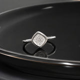 Minimalist Square Halo Silver Ring – Sparkling Zircon Everyday Ring