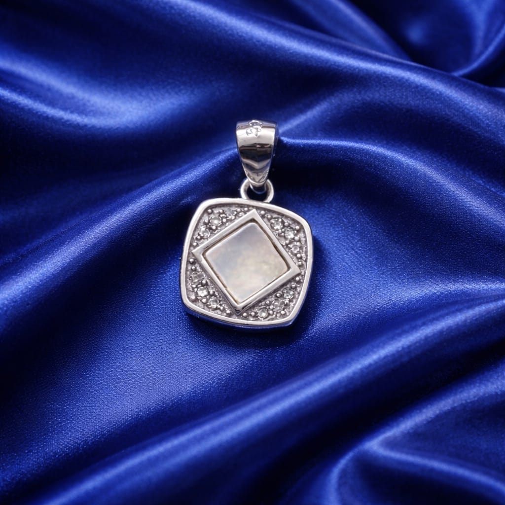 Elegant Square Stone Silver Pendant