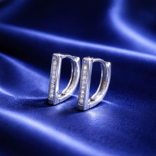 EdgeLux Crystal Bar Hoop Earrings (RRj - 251-373)
