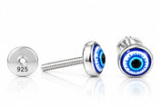 Azure Nazar 925 Sterling Silver Evil Eye Stud Earrings