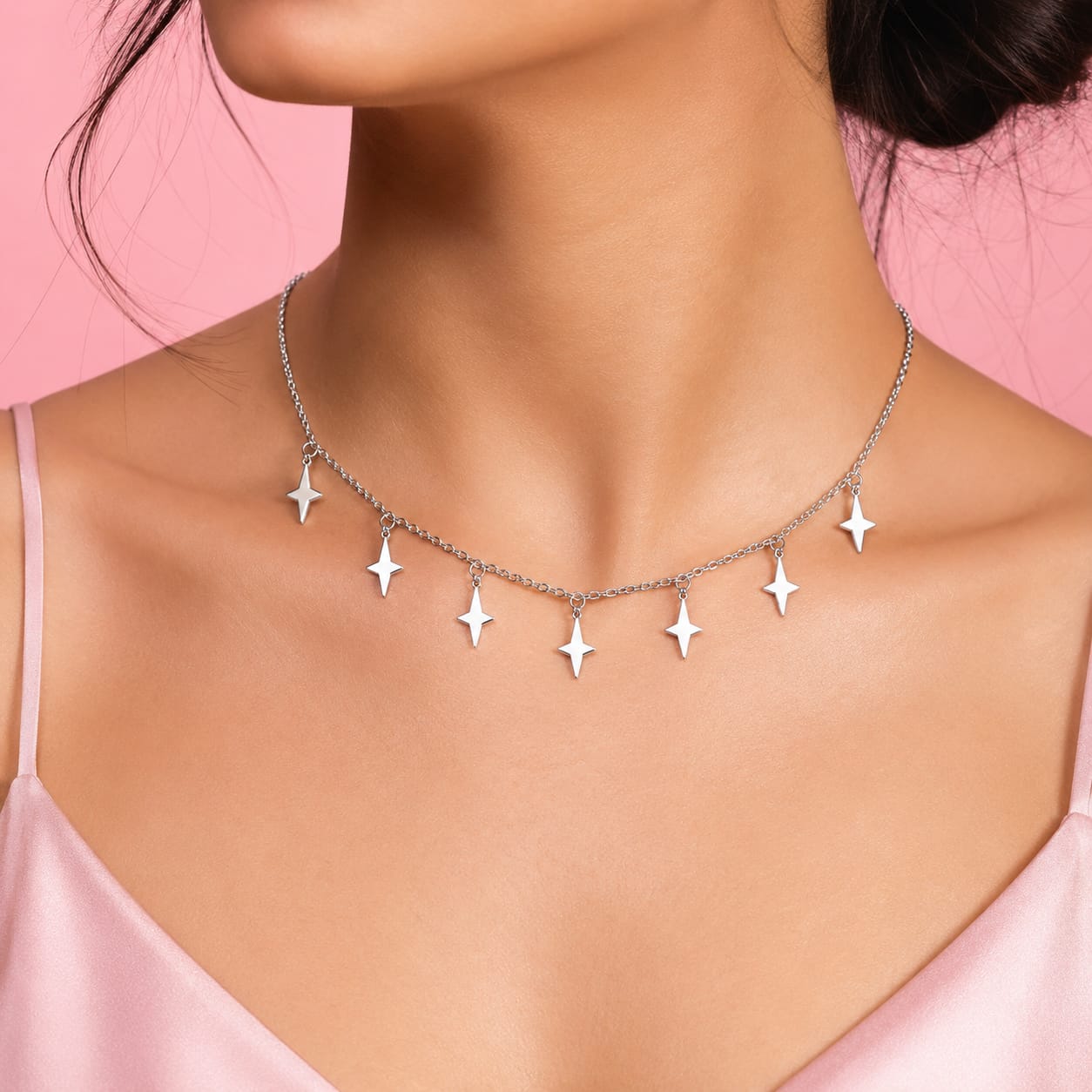 Polaris Spike Charm Silver Chain