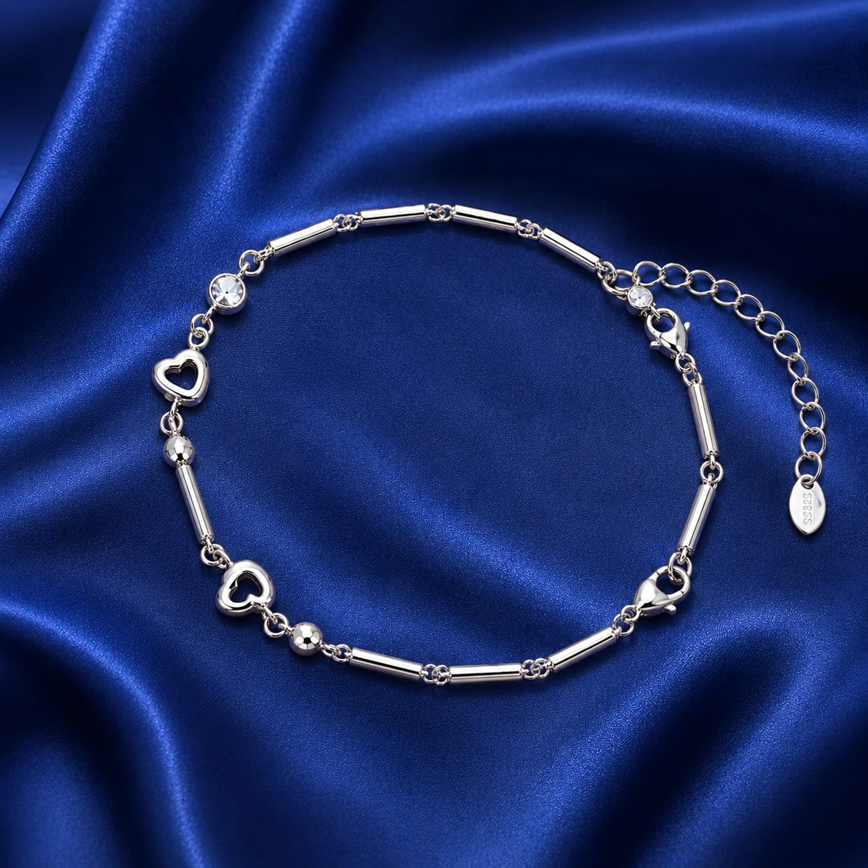 Eterna Hearts Silver Bracelet – Minimal Open Heart & Zircon Elegance (JB681)