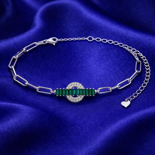 Emerald Halo Link Bracelet (BRC410-407)