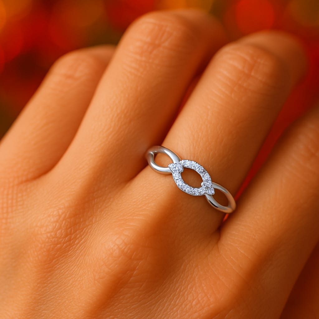 925 Sterling Silver Ring for Women | Elegant Diamond-Studded Design | Skin-Friendly