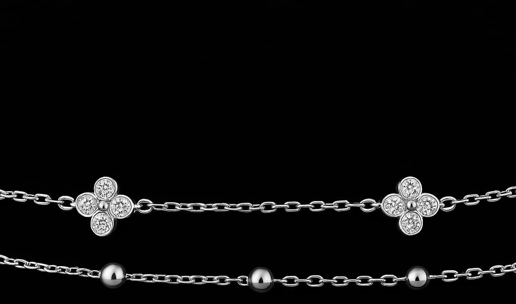 925 Sterling Silver Two-Layered Bracelet for Women | Dual Chain Design with Sparkling Diamonds | Elegant & Adjustable Wristwear MY510-258