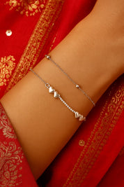 925 Sterling Silver Two-Layered Bracelet for Women | Dual Chain Design with Sparkling Diamonds | Elegant & Adjustable Wristwear MY505-269