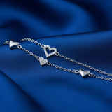 925 Sterling Silver Two-Layered Bracelet for Women | Dual Chain Design with Sparkling MY503-252
