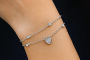 925 Sterling Silver Two-Layered Bracelet for Women | Dual Chain Design with Sparkling  Diamonds | Elegant & Adjustable Wristwear. MY502-222
