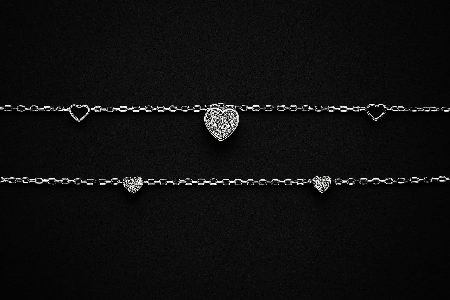 925 Sterling Silver Two-Layered Bracelet for Women | Dual Chain Design with Sparkling  Diamonds | Elegant & Adjustable Wristwear. MY502-222