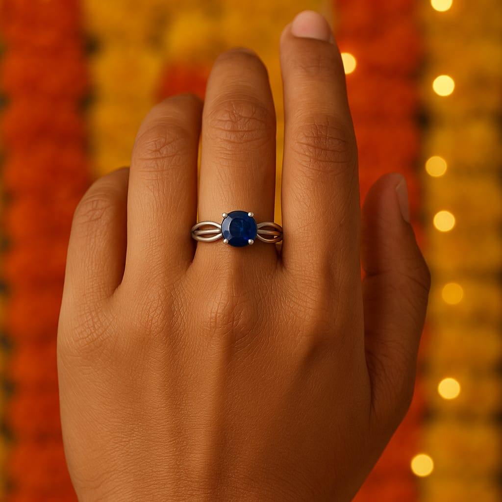 925 Sterling Silver Blue Zircon Solitaire Ring – Statement Cocktail Ring for Women R 530