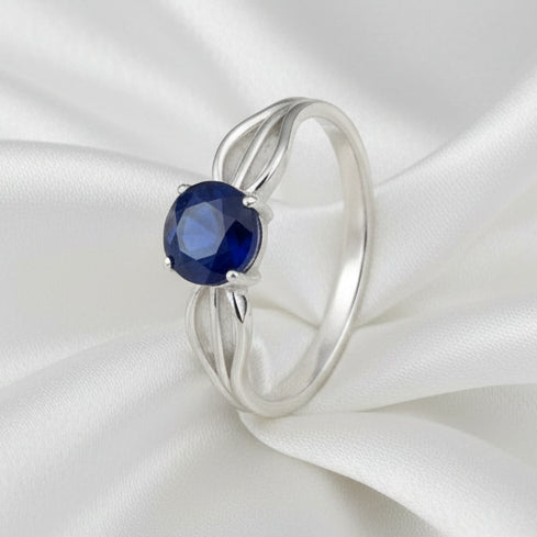 925 Sterling Silver Blue Zircon Solitaire Ring – Statement Cocktail Ring for Women R 530