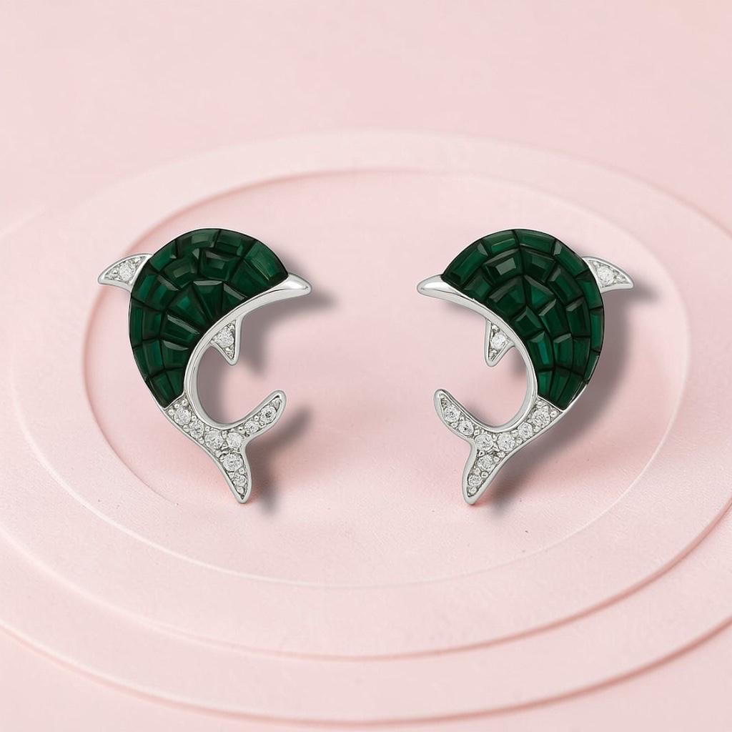 925 Sterling Silver Earrings for Women | Zircon Diamond Studded with Colour Stone / Mother Pearl | Elegant Daily & Party Wear Jewellery ER708-DP346