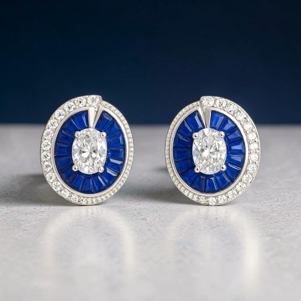 925 Sterling Silver Earrings for Women | Zircon Diamond Studded with Colour Stone / Mother Pearl | Elegant Daily & Party Wear Jewellery ER702-DP410