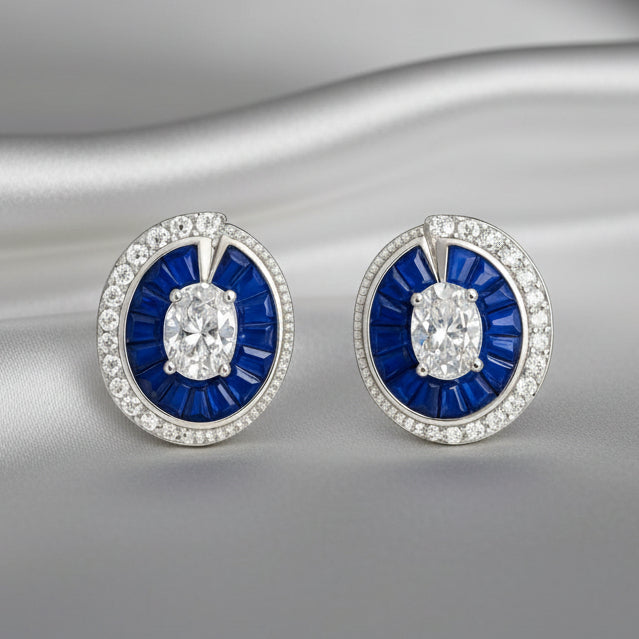 925 Sterling Silver Earrings for Women | Zircon Diamond Studded with Colour Stone / Mother Pearl | Elegant Daily & Party Wear Jewellery ER702-DP410