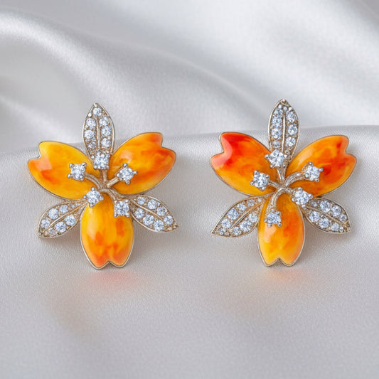 925 Sterling Silver Earrings for Women | Zircon Diamond Studded with Premium Enamel Finish | Elegant Daily & Party Wear JewelleryER709-DP6260