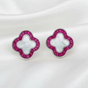 925 Sterling Silver Earrings for Women | Zircon Diamond Studded with Colour Stone / Mother Pearl | Elegant Daily & Party Wear Jewellery ER703-DP4020