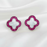 925 Sterling Silver Earrings for Women | Zircon Diamond Studded with Colour Stone / Mother Pearl | Elegant Daily & Party Wear Jewellery ER703-DP4020