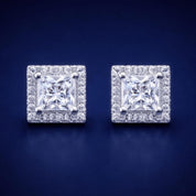 925 Sterling Silver Square Shape Earrings with Centre Princess Cut Stud | Elegant Geometric Design | Zircon Diamond Look | Lightweight Daily Wear Jewellery for Women PR407-158