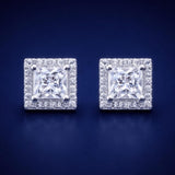 925 Sterling Silver Square Shape Earrings with Centre Princess Cut Stud | Elegant Geometric Design | Zircon Diamond Look | Lightweight Daily Wear Jewellery for Women PR407-158