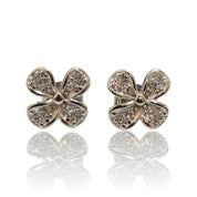 Elegant Silver Zircon Petal Stud Earrings – Minimal Floral Design ER729-DP277