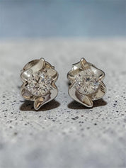 925 Sterling Silver Floral Stud Earrings with Zircon Diamond | Elegant Flower Design | Lightweight Daily Wear Jewellery for Women & Girls RRJ0106-344