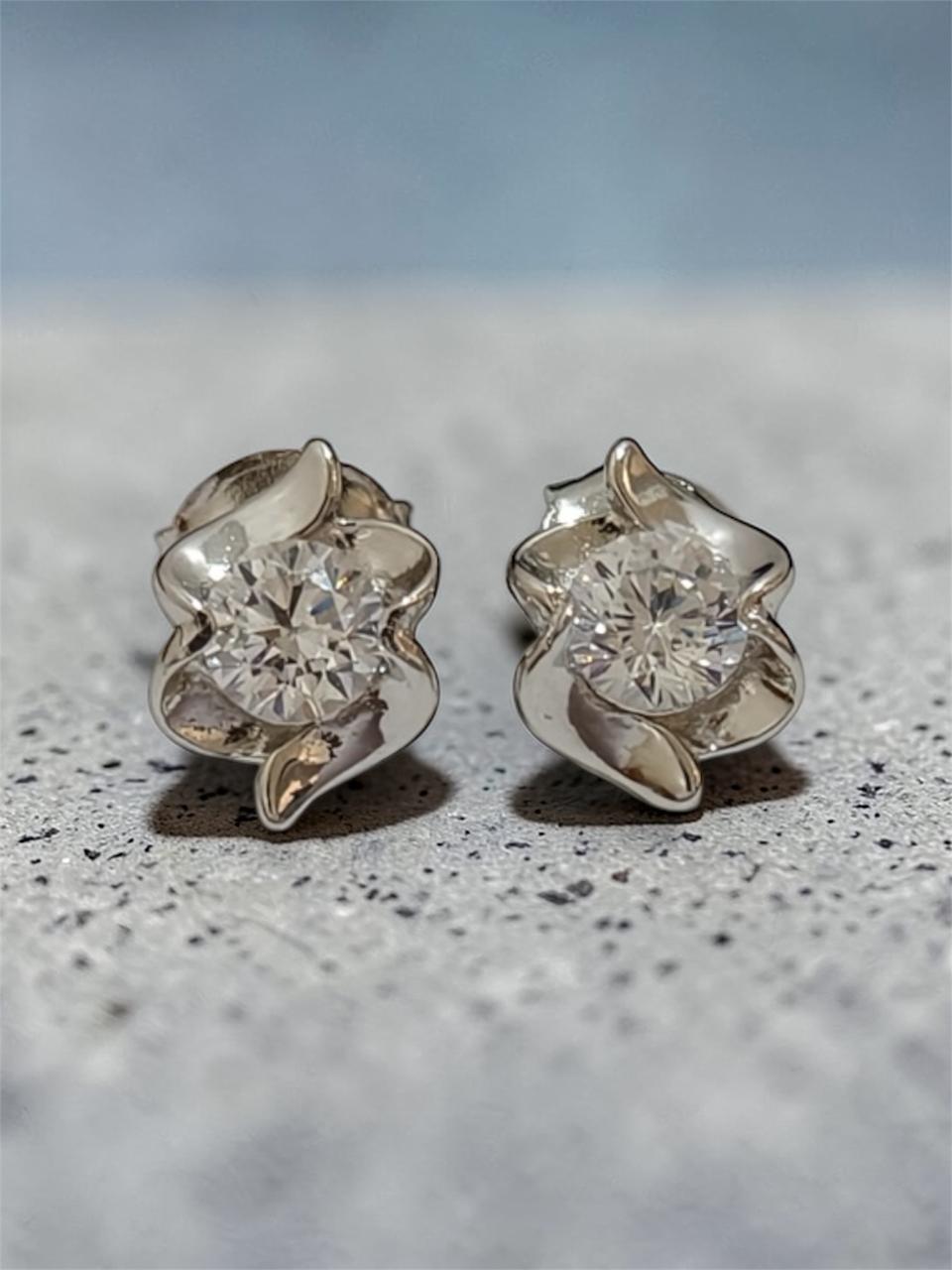 925 Sterling Silver Floral Stud Earrings with Zircon Diamond | Elegant Flower Design | Lightweight Daily Wear Jewellery for Women & Girls RRJ0106-344