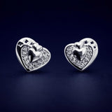 925 Sterling Silver Heart Shape Earrings for Women | Diamond Studded Romantic Studs | Elegant Daily & Party Wear Jewellery PR406-198