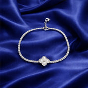 silver clover crystal braclet BRC-403-504