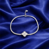 silver clover crystal braclet BRC-403-504