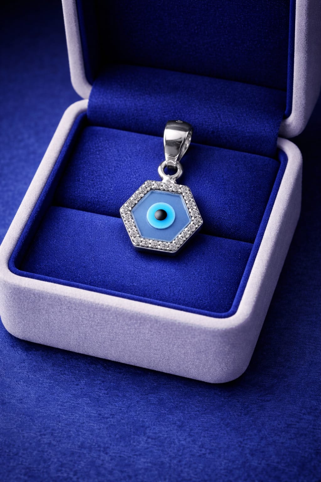 925 Sterling Silver Evil Eye Pendant for Women | Blue Protection Charm | Minimal Everyday Jewelry RRJ0052-395