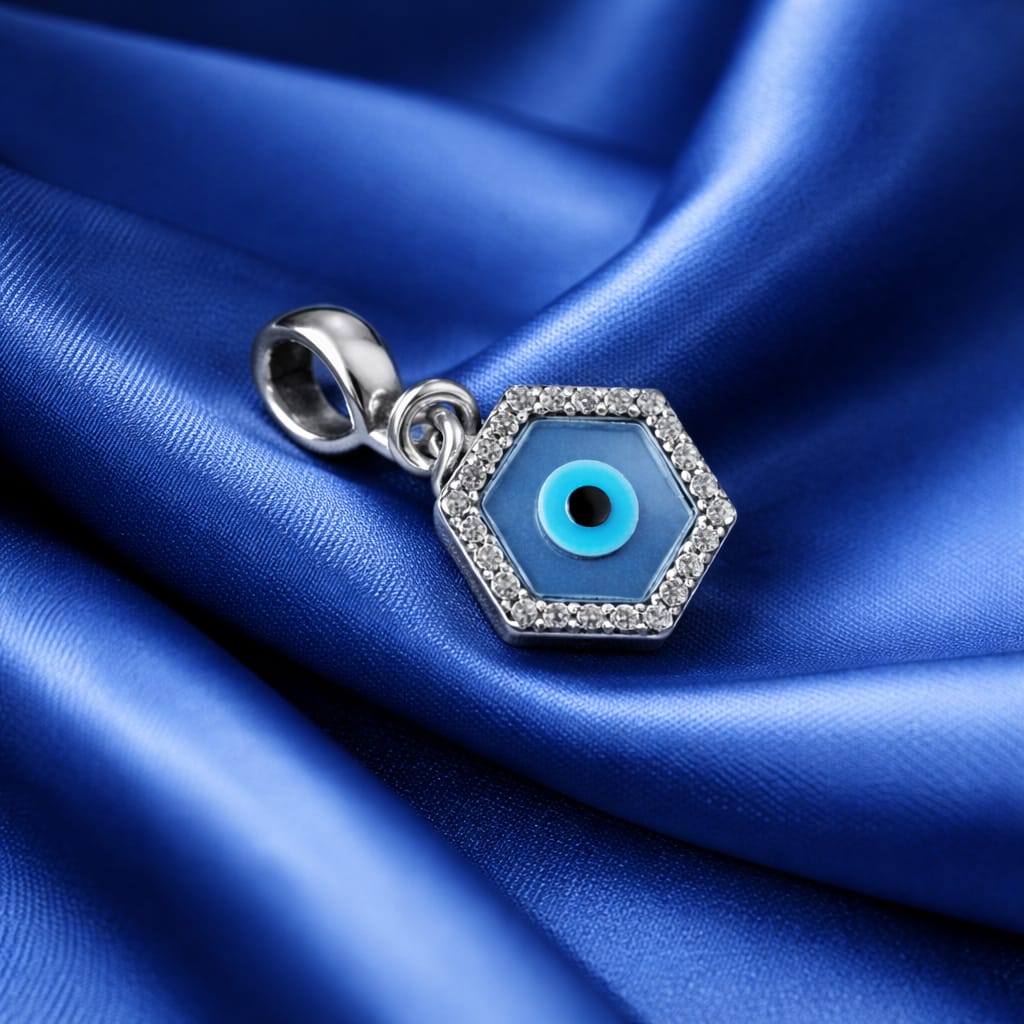 925 Sterling Silver Evil Eye Pendant for Women | Blue Protection Charm | Minimal Everyday Jewelry RRJ0052-395