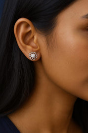 25 Sterling Silver Floral Stud Earrings with Zircon Diamond | Elegant Flower Design | Lightweight Daily Wear Jewellery for Women & Girls ER719-DP100
