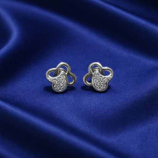 Interlinked Heart Sparkle 925 Sterling Silver Stud Earrings ER731-DP188