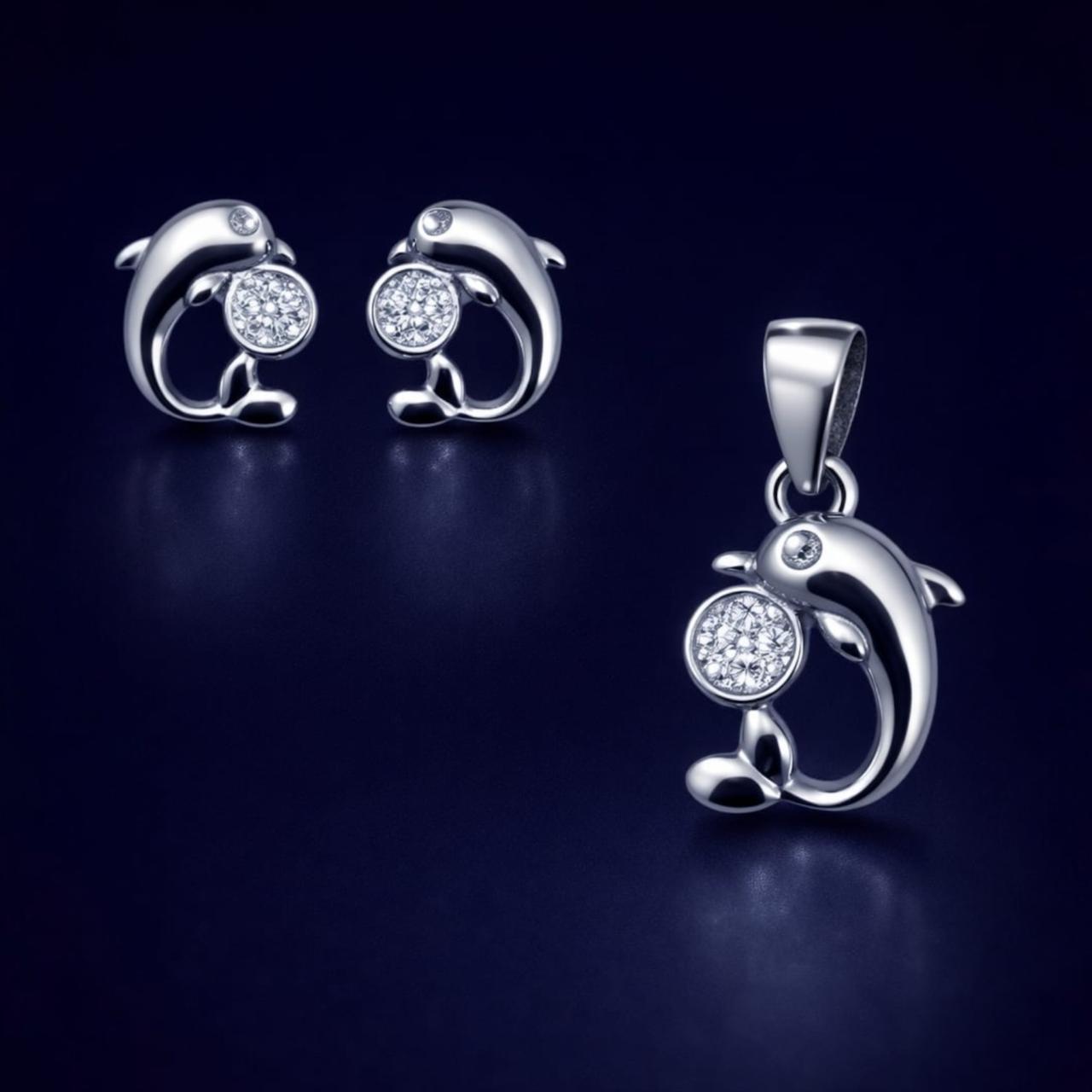 Eternal Sparkle – 925 Sterling Silver Zircon Pendant & Earrings Set PR409-273