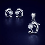 Eternal Sparkle – 925 Sterling Silver Zircon Pendant & Earrings Set PR409-273