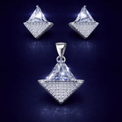 Eternal Sparkle – 925 Sterling Silver Zircon Pendant & Earrings Set PR412-460
