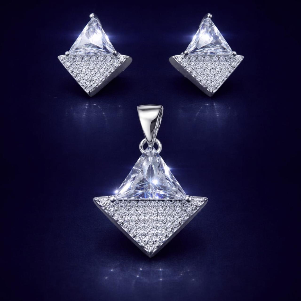 Eternal Sparkle – 925 Sterling Silver Zircon Pendant & Earrings Set PR412-460