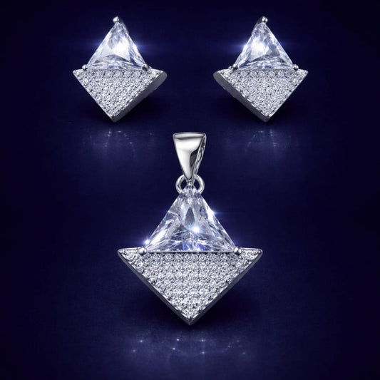 Eternal Sparkle – 925 Sterling Silver Zircon Pendant & Earrings Set PR412-460
