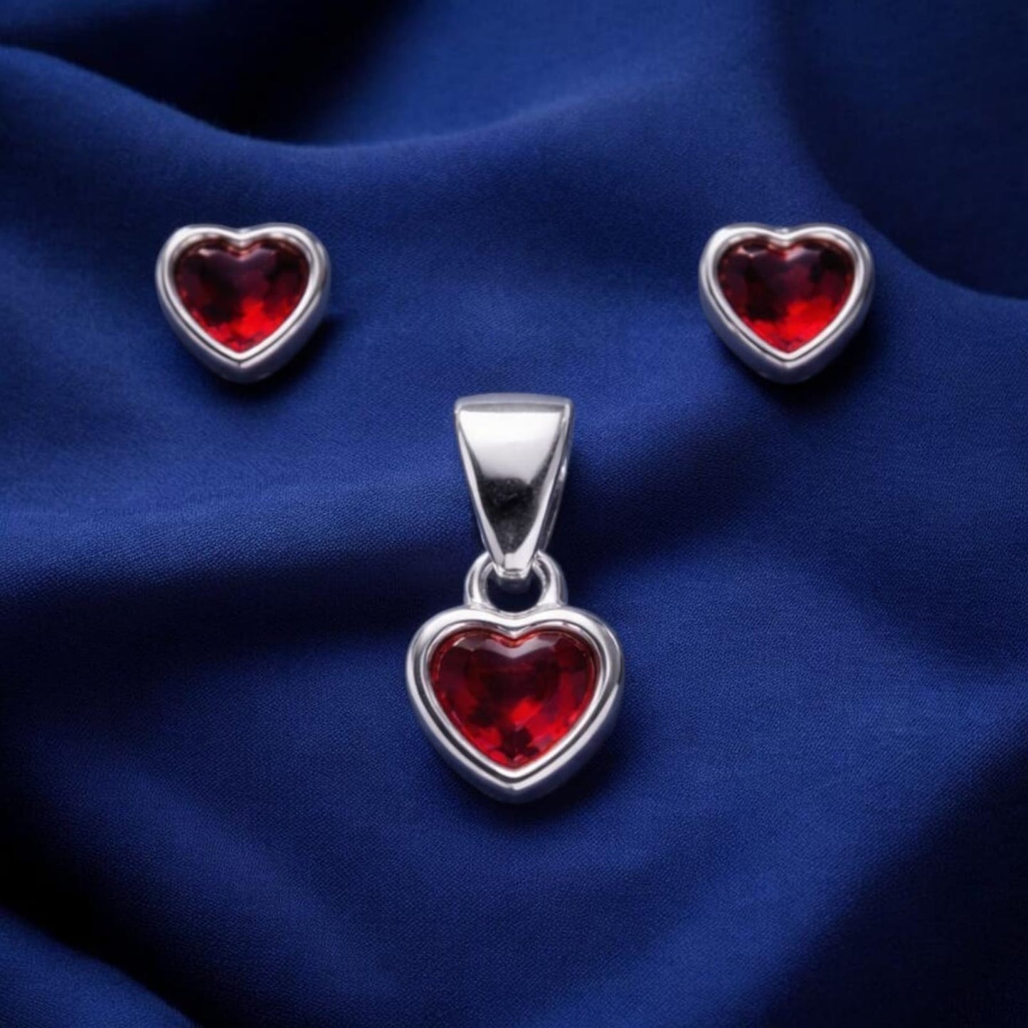 Red Heart Pendant with Matching Earrings Set for Women | Romantic Jewelry Set | Gift for HerRRJ0152-320