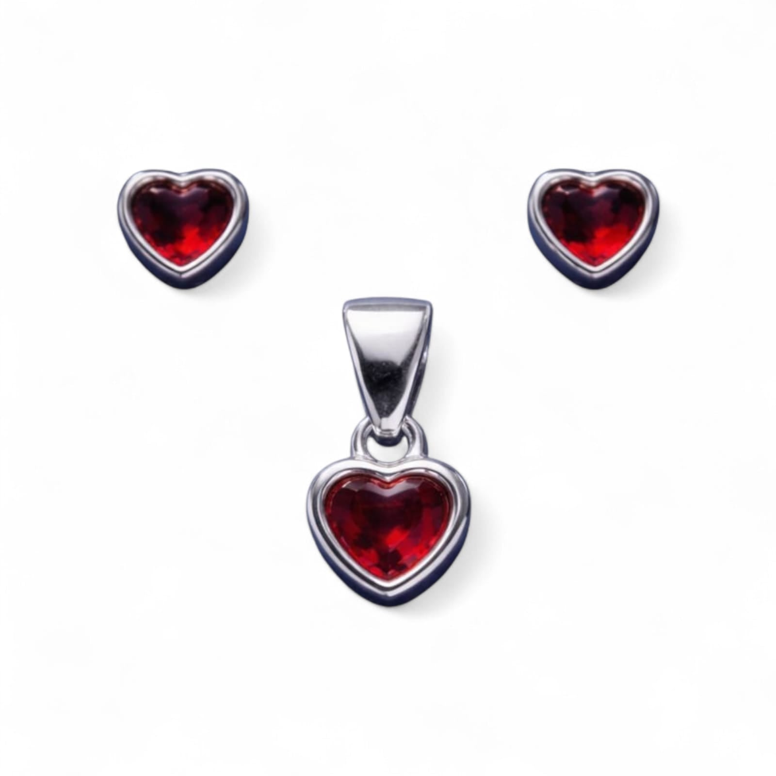 Red Heart Pendant with Matching Earrings Set for Women | Romantic Jewelry Set | Gift for HerRRJ0152-320