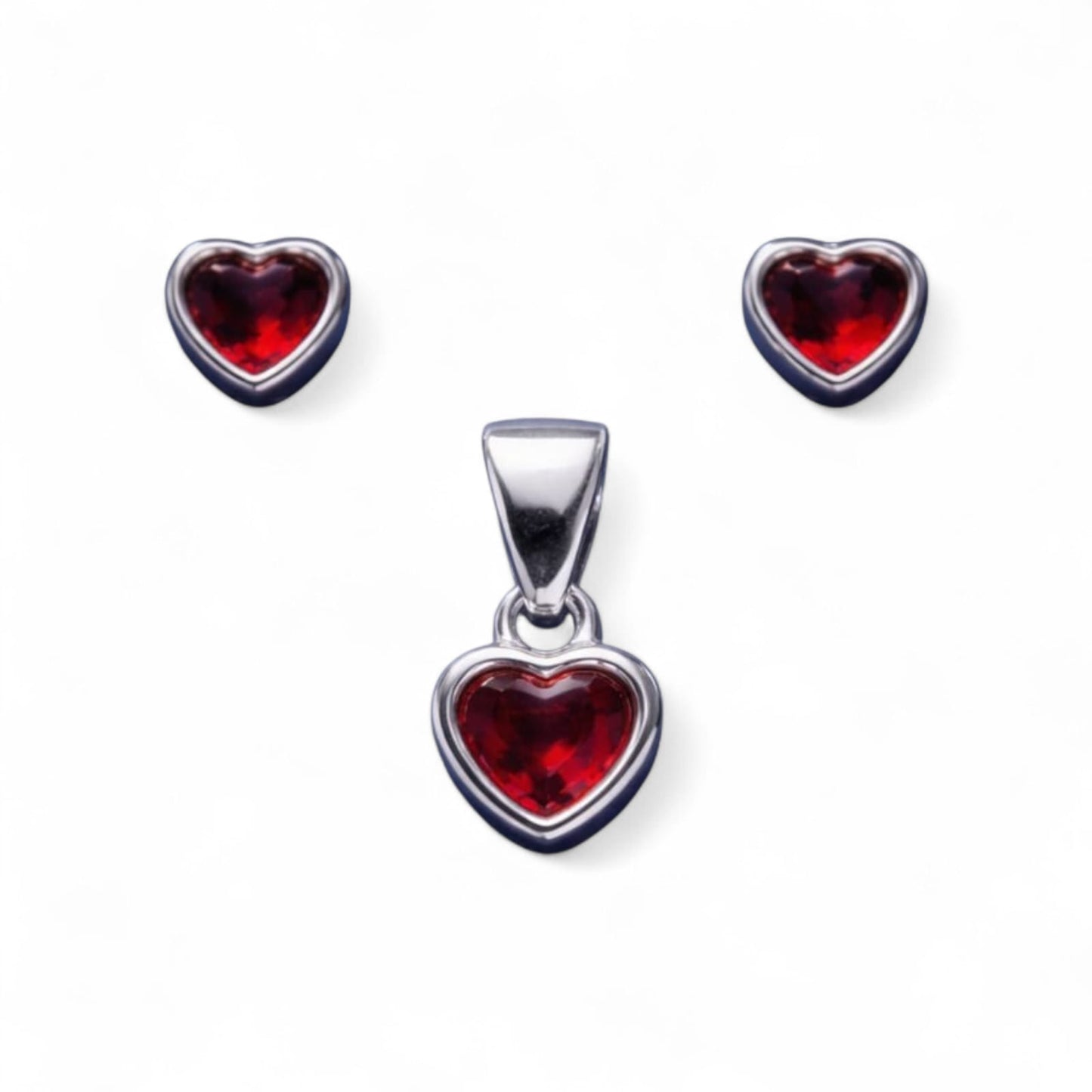 Red Heart Pendant with Matching Earrings Set for Women | Romantic Jewelry Set | Gift for HerRRJ0152-320
