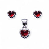Red Heart Pendant with Matching Earrings Set for Women | Romantic Jewelry Set | Gift for HerRRJ0152-320