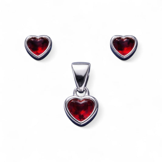 Red Heart Pendant with Matching Earrings Set for Women | Romantic Jewelry Set | Gift for HerRRJ0152-320