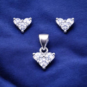925 Heart Zircon Diamond Pendant with Matching Earrings Set for Women | Sparkling CZ Jewelry Set | Party & Festive WearRRJ0173-322
