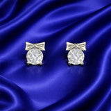 925 Sterling Silver Bow Design Earrings for Women | Round Solitaire Zircon Studded | Elegant Daily & Party Wear Jewellery RRJ0147-346