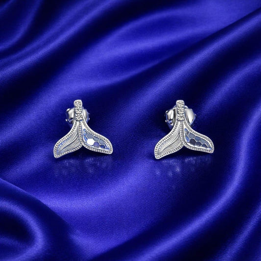 925 Sterling Silver Fish Tail Earrings for Women | Elegant Ocean Inspired Designer Studs | Daily & Party Wear Jewellery RRJ0122-337