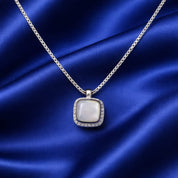 925 Sterling Silver Pearl Square Pendant with Box Chain | Elegant Moti Design Necklace for Women | Minimal Daily Wear & Gift Jewellery RRJ0300-419